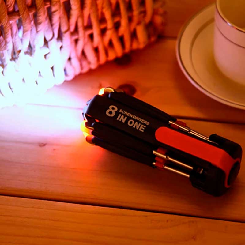 ScrewPro - Ferramenta 8 em 1 Com Iluminação e Lanterna Substitua Todas Suas Chaves Por Uma