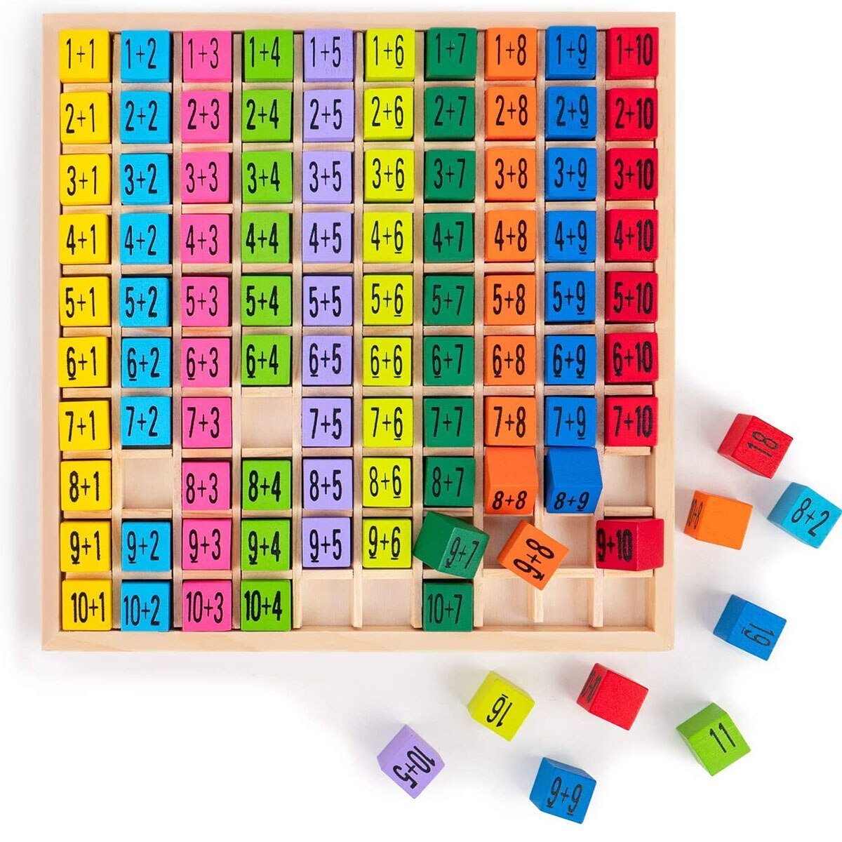 Brinquedo Educativo Pedagógico de Madeira Tabuleiro Tabuada Educativa